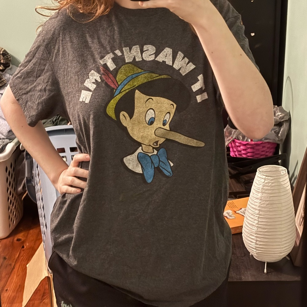 Disney Gray Short Sleeve Tee with Cartoon Graphic
